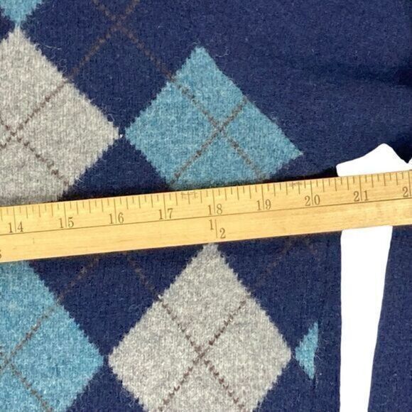 J. Crew 100% Lambswool Sweater Mens Large Blue Diamond Argyle Classic Pullover - Picture 10 of 15